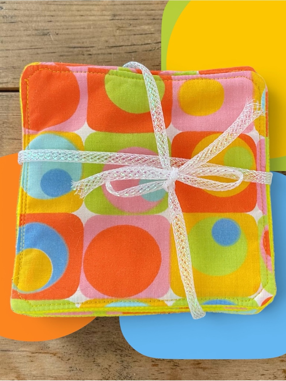 Colorful Retro Dot Coaster Set - Multicolor